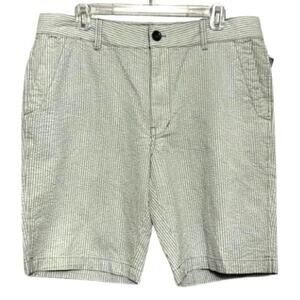 Union Green White Seersucker Chino Shorts 36 NWT Lightweight Summer Golf Classic
